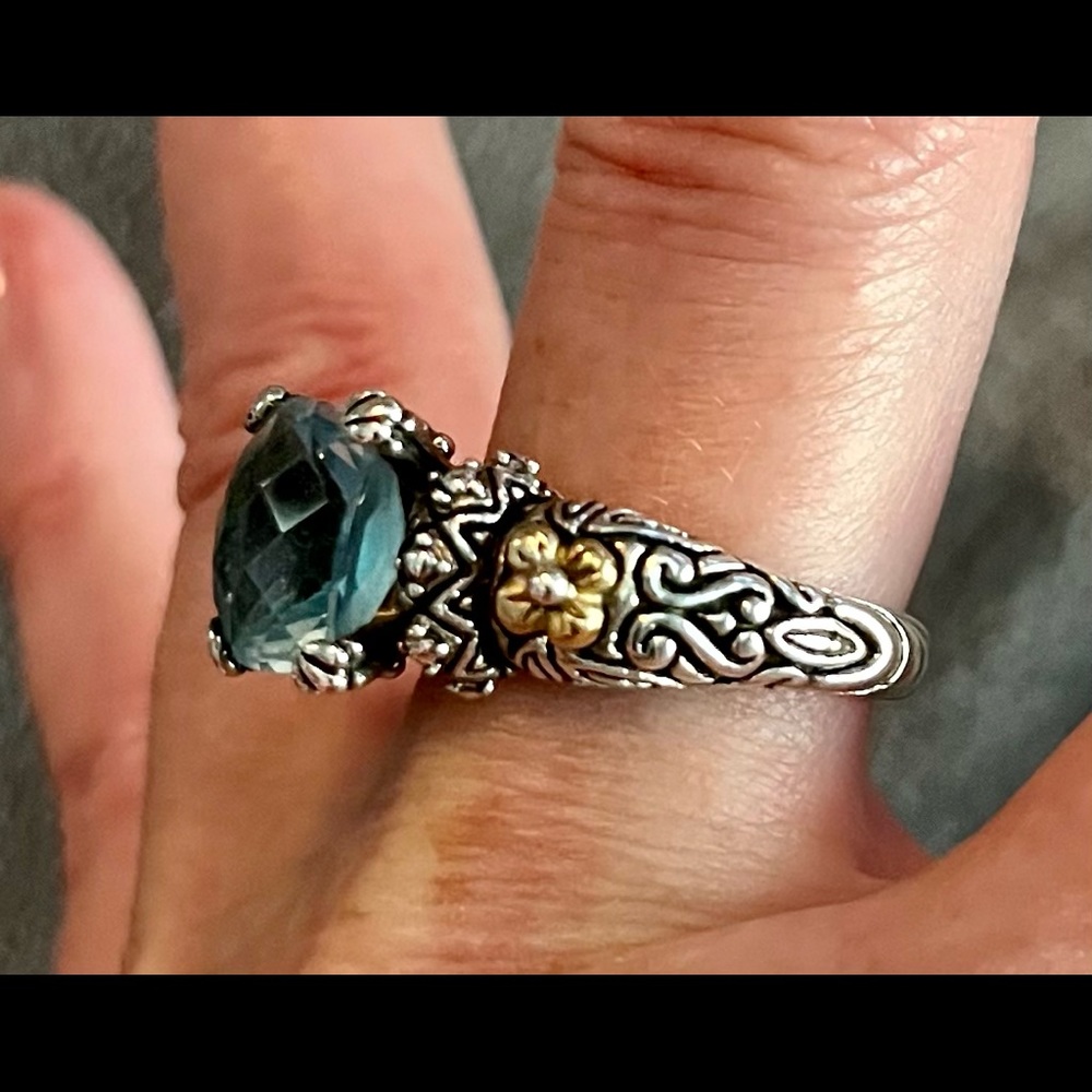 Barbara Bixby Blue Topaz, 925, 18k Gold ring - Picture 3 of 7